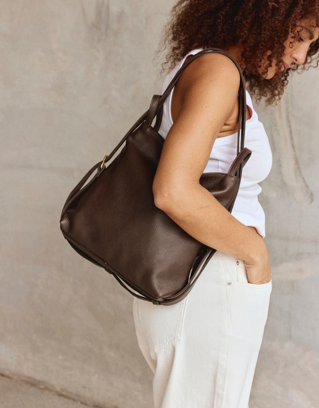 VESTIRSI - Bella Mini Dark Chocolate 3-in-1 Convertible Bag Gold Hardware - The ICONIC Exclusive