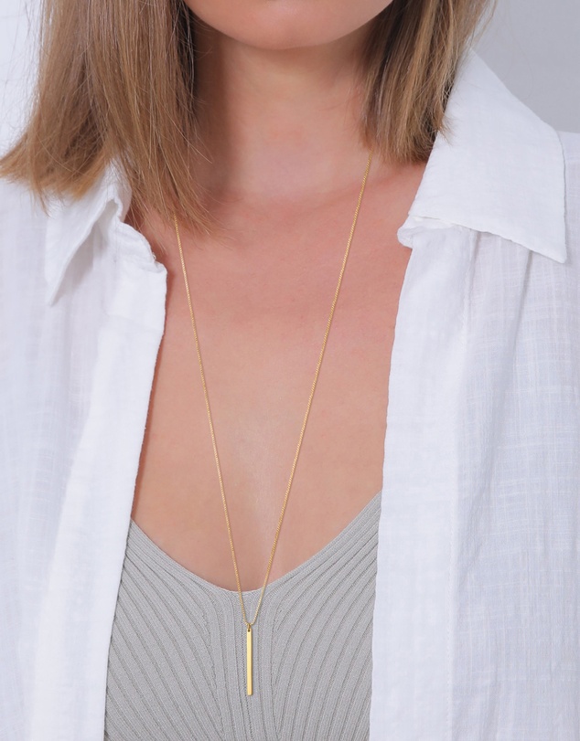 Elli Jewelry - Vertical Bar Pendant Necklace in Gold-Plated 925 Silver