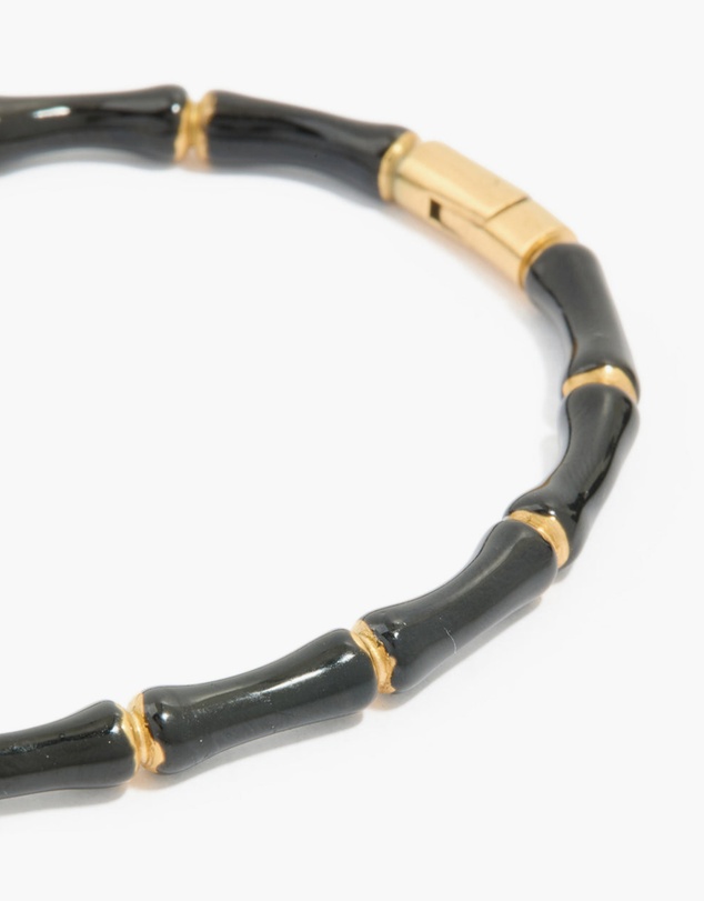 Lovisa - Waterproof Gold Plated Stainless Steel Black Enamel Bamboo Bangle