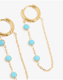 Lovisa - Waterproof Gold Plated Stainless Steel Turquoise Huggie Earrings 2-Pack