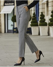 Sosandar - Houndstooth Print Tapered Leg Trousers