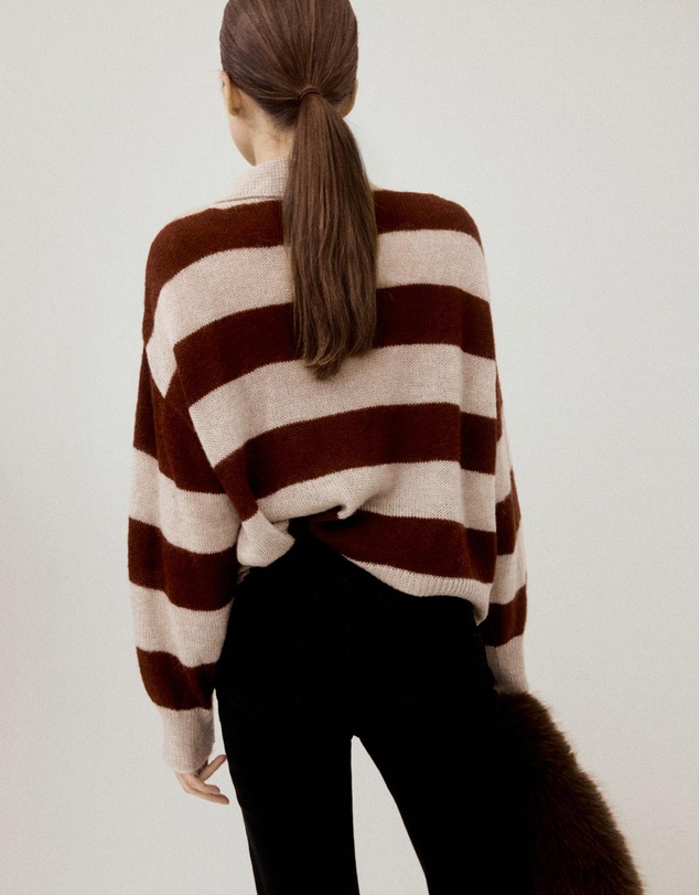 M.N.G - Striped Polo-Neck Sweater