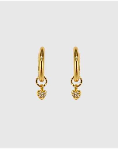 Izoa - Elisse Heart Huggie Earrings