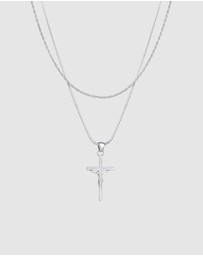 Kuzzoi - ICONIC EXCLUSIVE - Necklace Layer Cross Cord Chain in 925 Sterling Silver