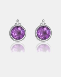 Georgini - Natural Amethyst And Two Natural Diamond February Silver Earrings