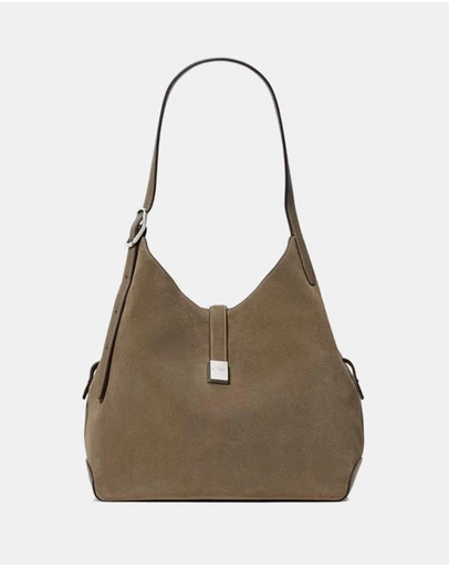 Kate Spade - Deco Pebbled Leather And Suede Large Shoulder Bag