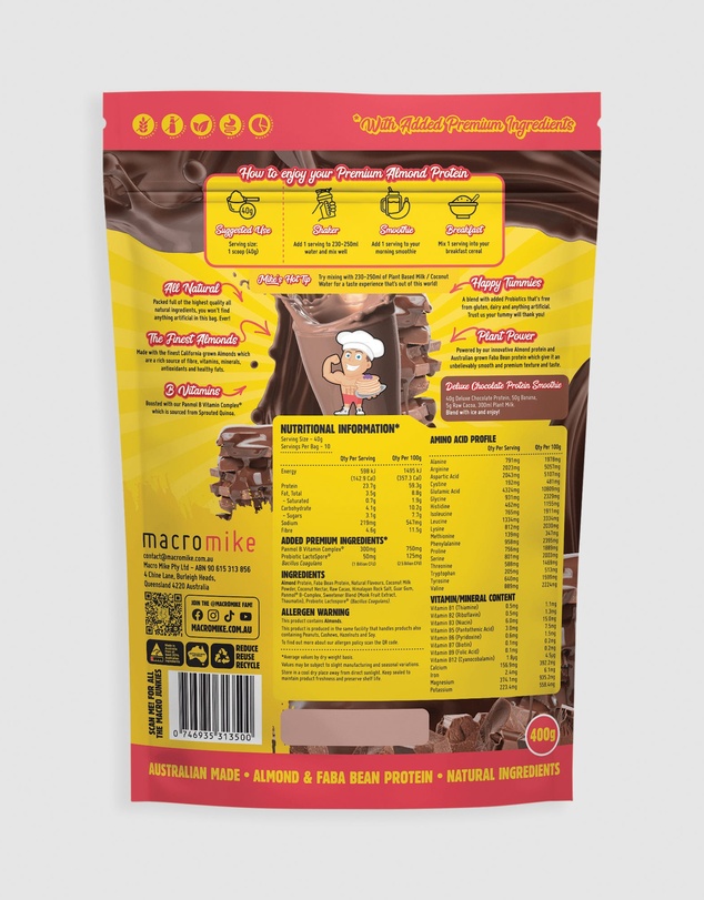 Macro Mike - Deluxe Chocolate Premium Almond Protein - 400g