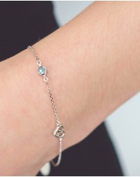 Georgini - Natural Aquamarine And Two Natural Diamond March Silver Bracelet