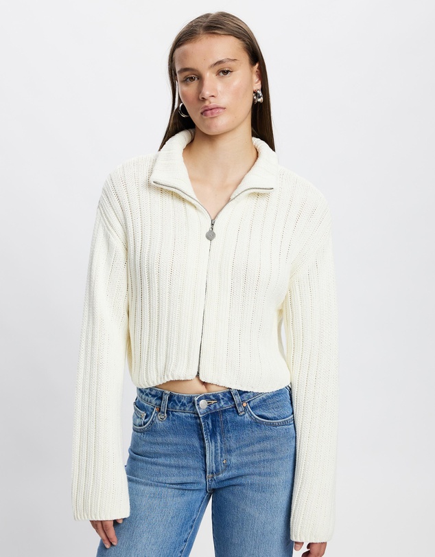 Malbon - Allegra Chunky Golf Knit Zip Up