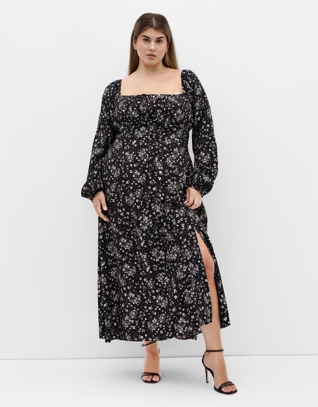 City Chic - Abbigail Long Sleeve Print Maxi Dress