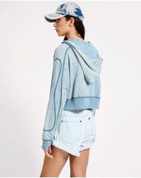ONE TEASPOON - Cropped Fleece Zip Hoody - Washed Blue