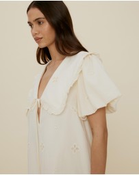 The Fated - Esther Tie Front Broderie Mini Dress