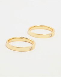 Lovisa - Gold Plated Fine Cubic Zirconia Band Rings 2-Pack