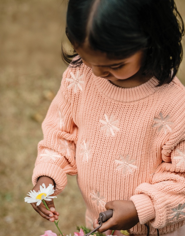 Kynd Baby - Embroidered Knit Jumper in Pearl