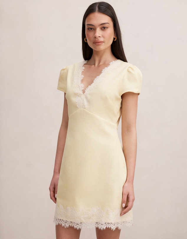 Forever New - Lexi Lace Trim Linen Mini Dress