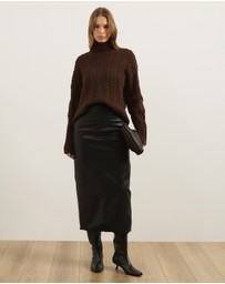 Atmos&Here - Orla Funnel Neck Chunky Cable Knit Jumper