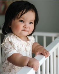 Kynd Baby - Day Or Night Short Sleeve Frill Onesie in Ivory Bow