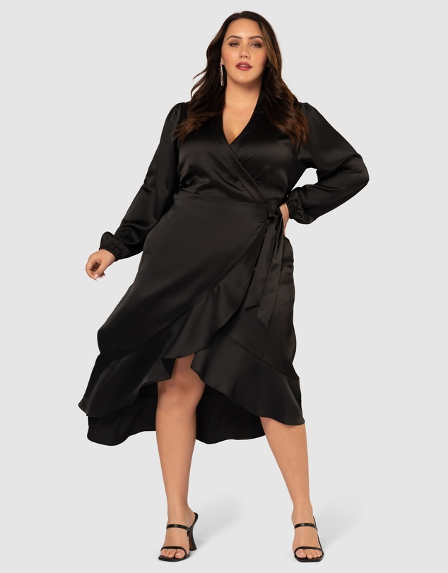 Pink Dusk by Curve Project - Girl Crush Satin Wrap Dress