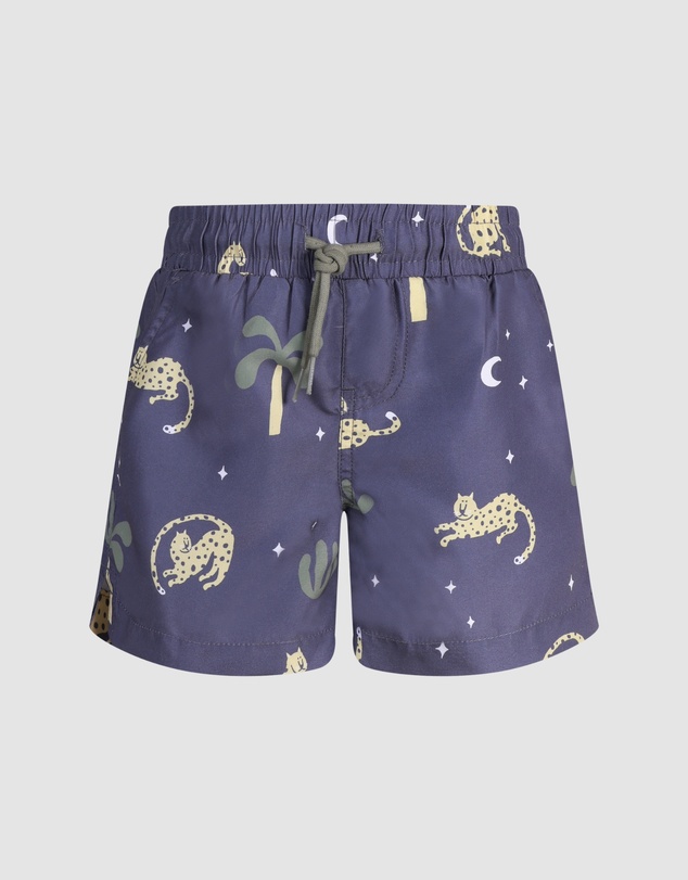Skwosh - Leopard Nights Boys Swim Shorts in Charcoal
