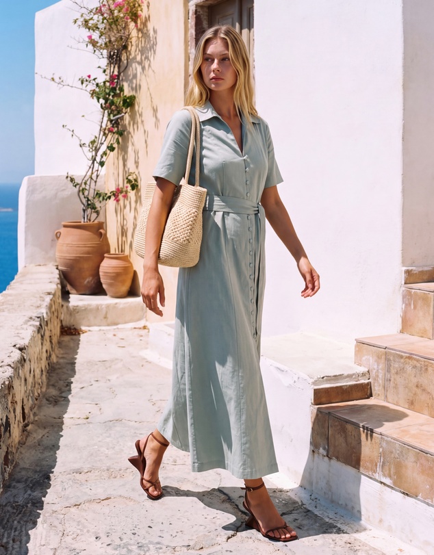 The Fated - Claudia Linen Blend Midi Dress