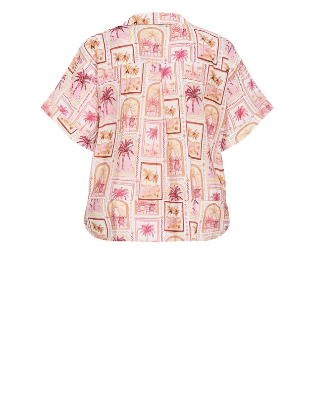 City Chic - Postcard Print Shirt