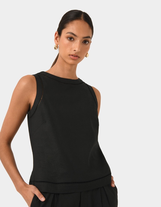 Forcast - Perry Linen Embroidery Top