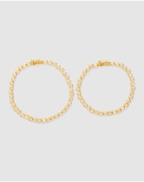 Wanderlust + Co - Heart Bezel 14K Gold Vermeil Tennis Bracelet
