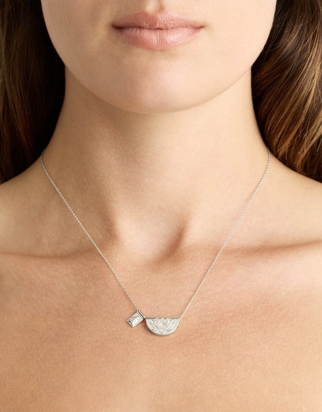 By Charlotte - Silver Lotus and Little Buddha Short Necklace