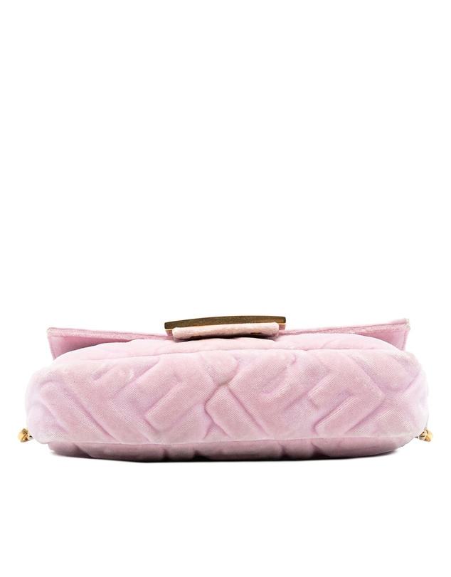 Fendi - Pre-Loved Mini Zucca Embossed Velvet Baguette Satchel
