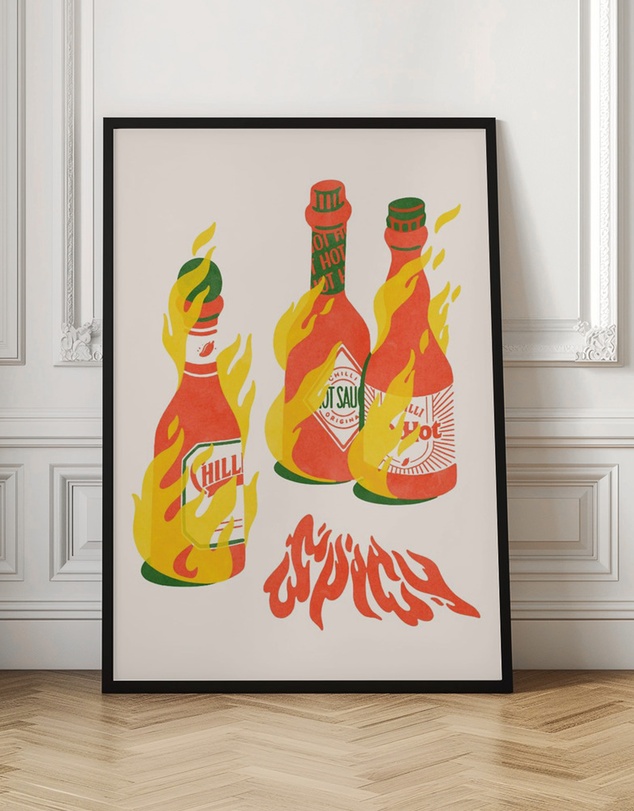Olive et Oriel - Spicy Hot Sauces by Arte Koola Art Print