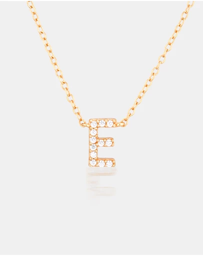 The Silver Collective - A-Z Letter Necklace - E