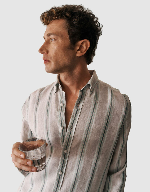 Trenery - Yarn Dyed Linen Multi Stripe Long Sleeve Shirt