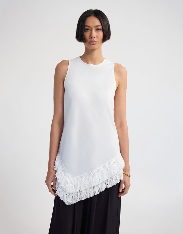 Oxford - Eloise Fringe Trim Linen Blend Top