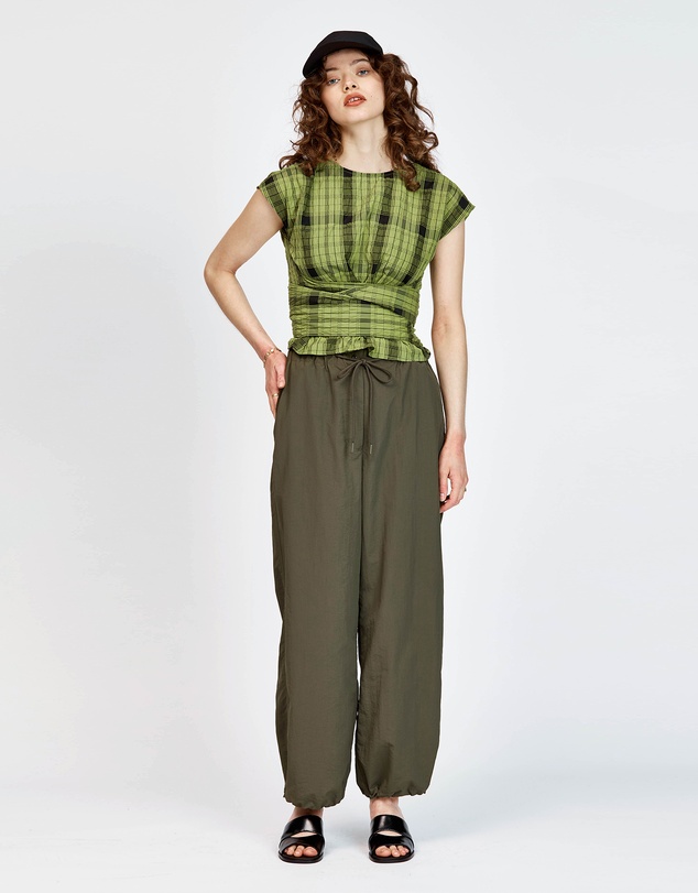 bul - Sarang Top Olive Black Check