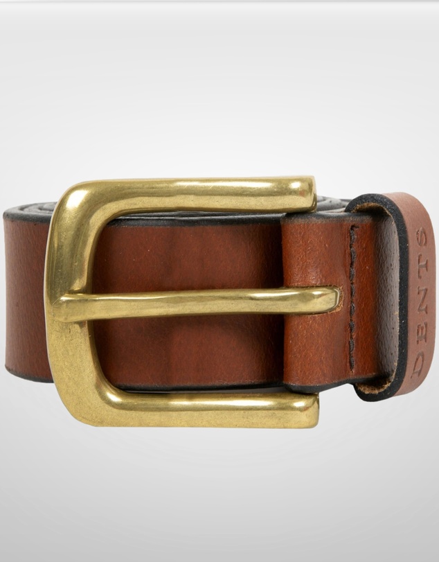 DENTS - Heritage Lined Full-Grain Leather Belt with Brass Buckle