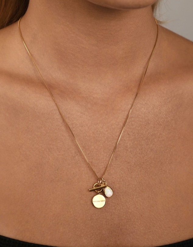 Von Treskow - Box Chain Necklace with Pear Czelline Opal