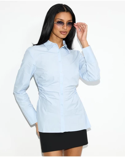 Dazie - Tia Ruched Button Up Shirt