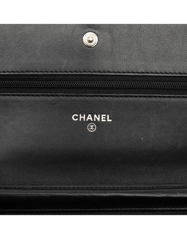 Pre-Loved by Azura Reborn - Pre-Loved CC Embossed Patent Camellia Wallet On Chain