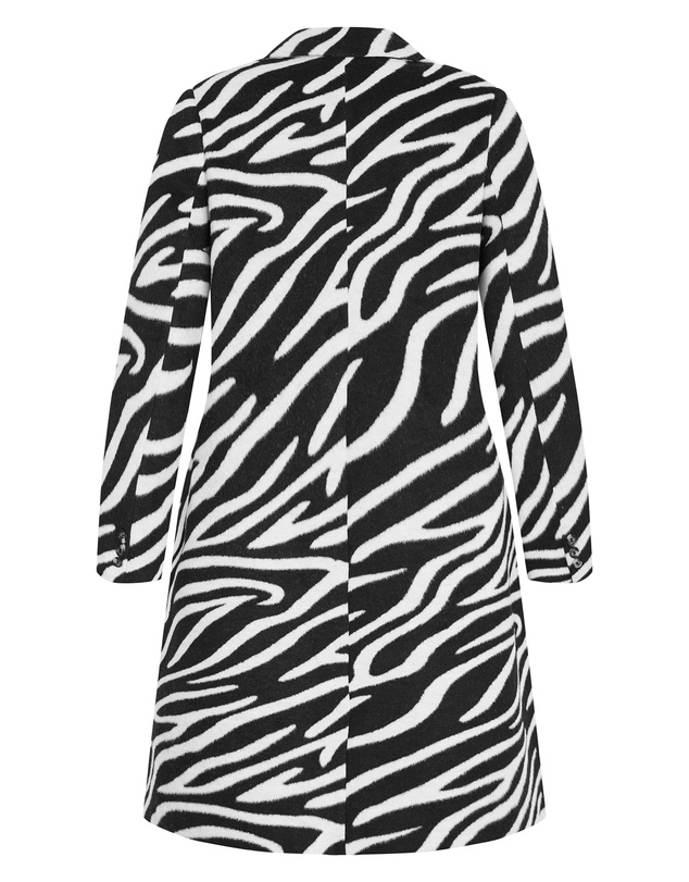 City Chic - Charlotte Zebra Print Melton Coat