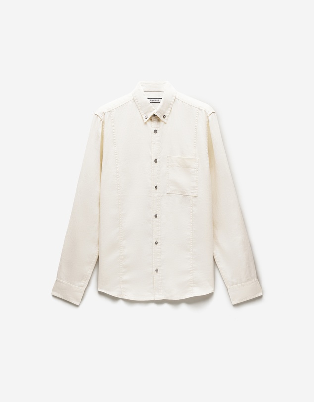 Calibre - Washed Linen Button Down Shirt Cream