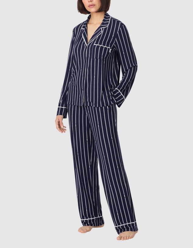DKNY - Viscose Jersey Button-Up Long Sleeve Long Pyjama Set
