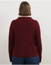 Atmos&Here Curvy - Eden Rib Collar Knit Jumper