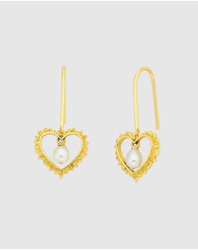 Karen Walker - Flaming Heart Pearl Drop Earrings