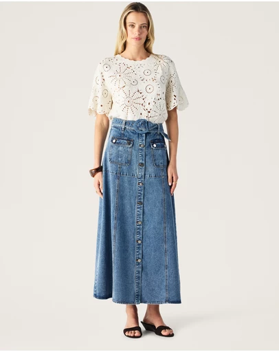 MOS The Label - Aveline Denim Midi Skirt