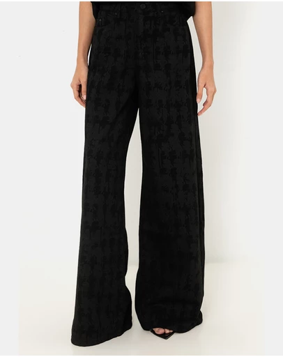 Karl Lagerfeld - All-Over Print Kameo Wide Leg Denim Pants