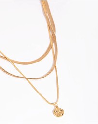 Lovisa - Gold Plated Snake Chain & Disc Necklace Pack