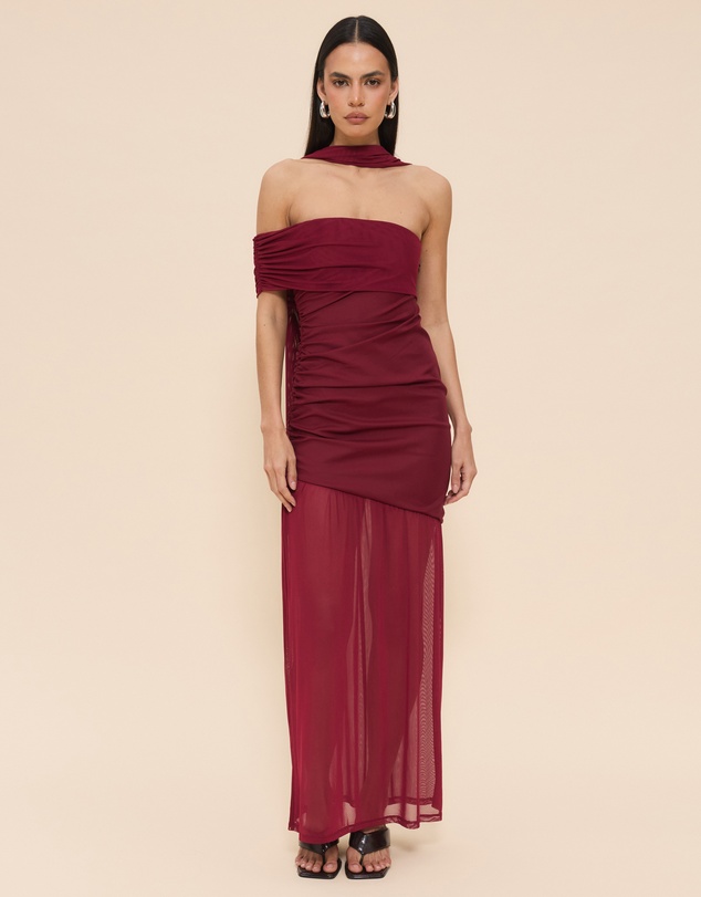 CHANCERY - Bree One Shoulder Self Scarf Maxi Dress