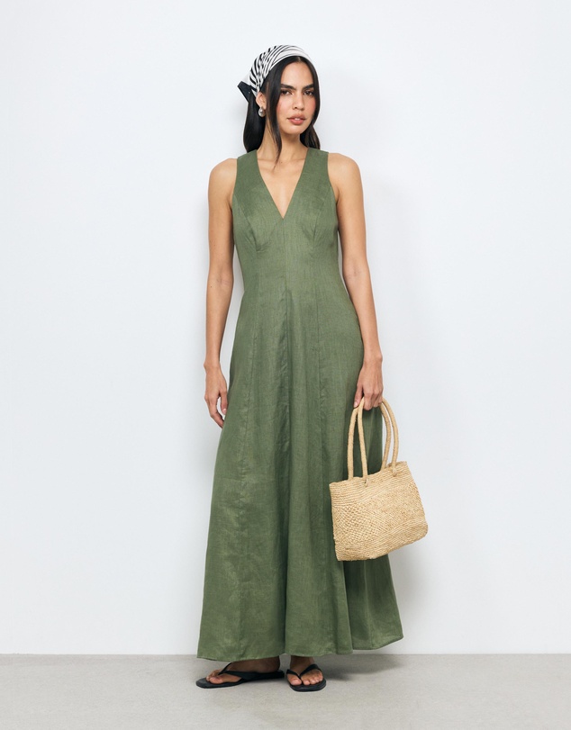 AERE - Evania Linen Midi Dress
