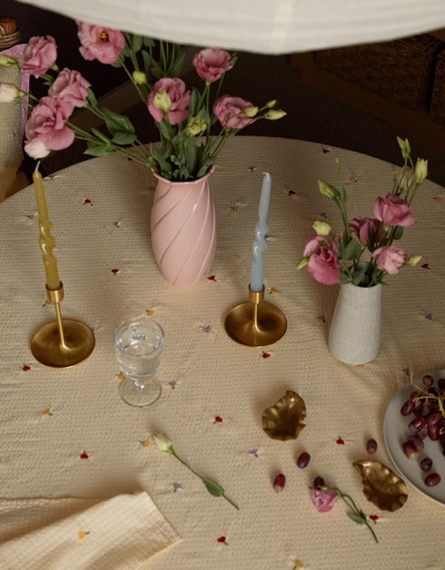 Mosey Me - Forget Me Not Embroidered Tablecloth