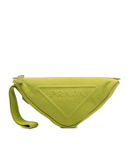 Pre-Loved by Azura Reborn - Pre-Loved Canvas Canapa Triangle Logo Wristlet Clutch